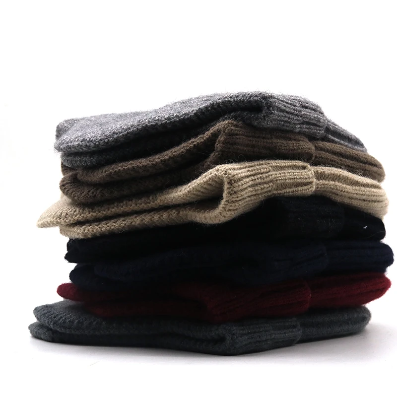 Простая зимняя шапка-ушанка Мужская Уличная вязаная шапка Женская Корейская