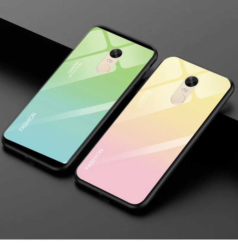 Градиентный телефонный чехол для Redmi Note 4x закаленное Стекло чехол для Xiaomi Redmi Note 4 глобальная версия защищают заднюю крышку Чехлы-бамперы