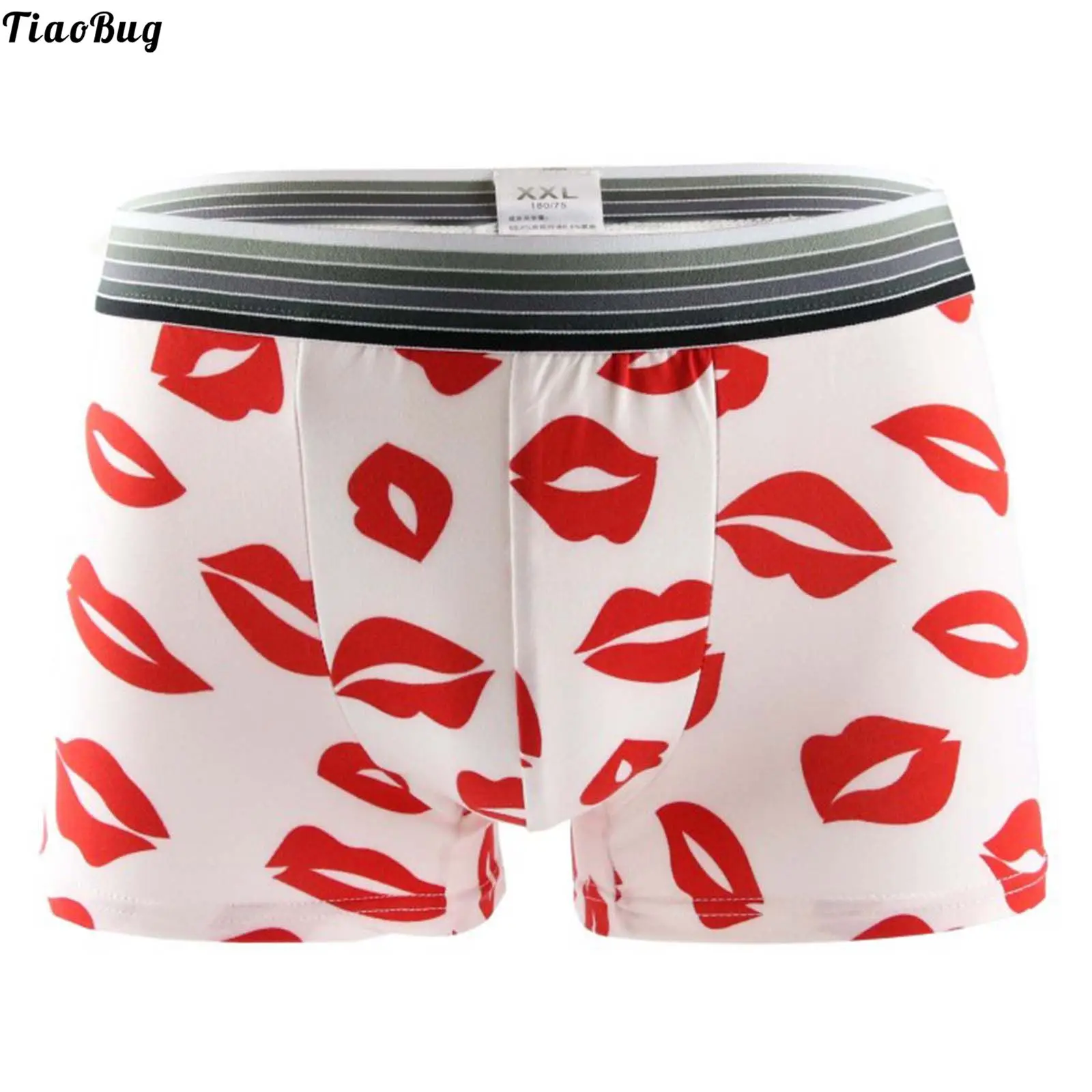 

TiaoBug Men Stylish Print Low Waist Trunks Boxer Shorts Breathable Soft Bulge Pouch Underpants Elastic Waistband Underwear