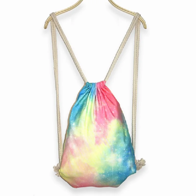 

New 2020 Drawstring Backpack Bags Fashion Women's Backpack Eye Gradient Starry Digital Canvas Drawstring Bag 46*37cm