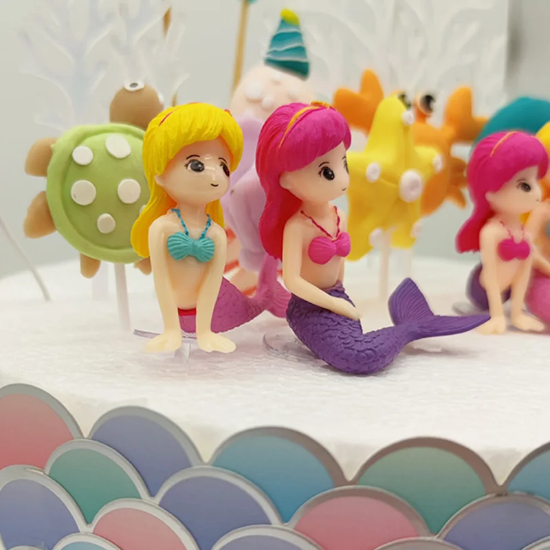 Mermaid Cake Topper Birthday Party Supplies Wedding Dolls Figurine Sea Animals | Decorations
