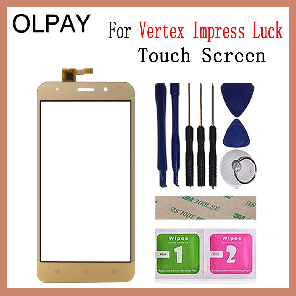 Стекло для сенсорного экрана мобильного телефона 5,0 ''дюйма для Vertex impress Luck, сенсорная панель дигитайзера, переднее стекло, датчик объектива - Цвет: Gold With Tools