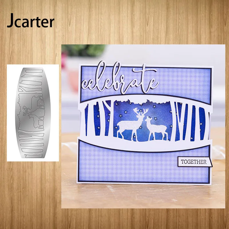 

2021 New Trees Deer Forest Frame Metal Cutting Dies Craft Handmade Knife Mould Blade Punch Stencils Dies Cut Scrapbooking Model
