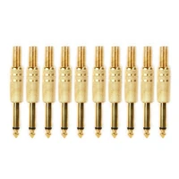 10 gold plated male 6 35mm 14 mono jack plug audio connector soldering supply