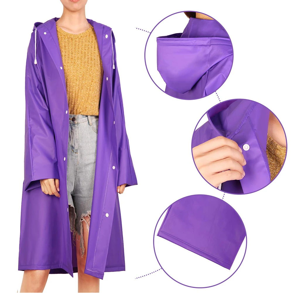 

2020 New Unisex Outdoor Waterproof Thicken Hooded Reusable Raincoat Rain Poncho Rainwear