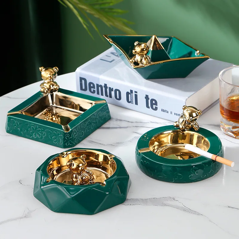 Современная индивидуальная домашняя керамическая пепельница с медведем KTV для