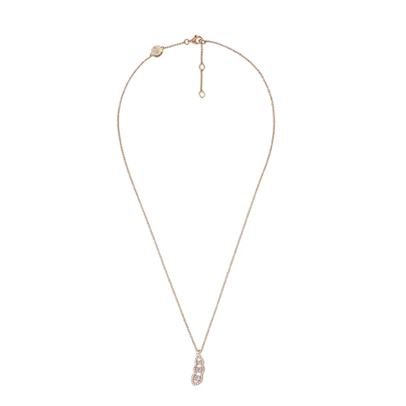 

New Moonlight Pendant With Lucky Pea Stone Rose Gold Peas Necklace, Elegant Romantic Gift For Women