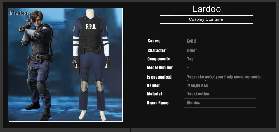 Косплей Костюм Леон Скотт Кеннеди игра герой жилет карнавальный индивидуальный Хеллоуин кожаный взрослый полный комплект одежды