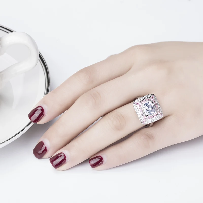 Классический 1 9 ct круглой огранки кубического циркония кольцо бриллиант 925