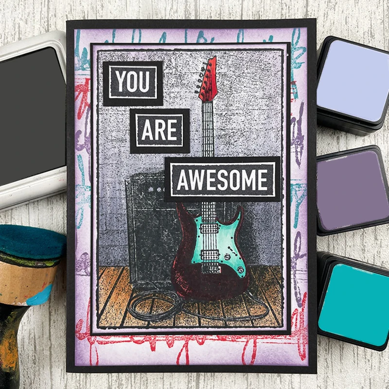 2021 neue retro musik elektrische gitarre muster transparent briefmarken für diy machen gruß karte scrapbooking keine metall schneiden stirb