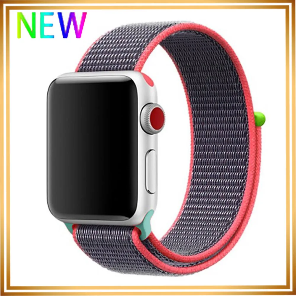 Нейлоновый ремешок для apple watch 5 4 полосным 44 мм/40 мм в едином положении во время занятий легкой атлетикой, apple watch 42mm 38 мм и нержавеющая сталь металлический корпус наручных часов iwatch серии 5/4/3/2 разноцветный коннектор ремешок для часов - Цвет ремешка: Bright powder 2 hit