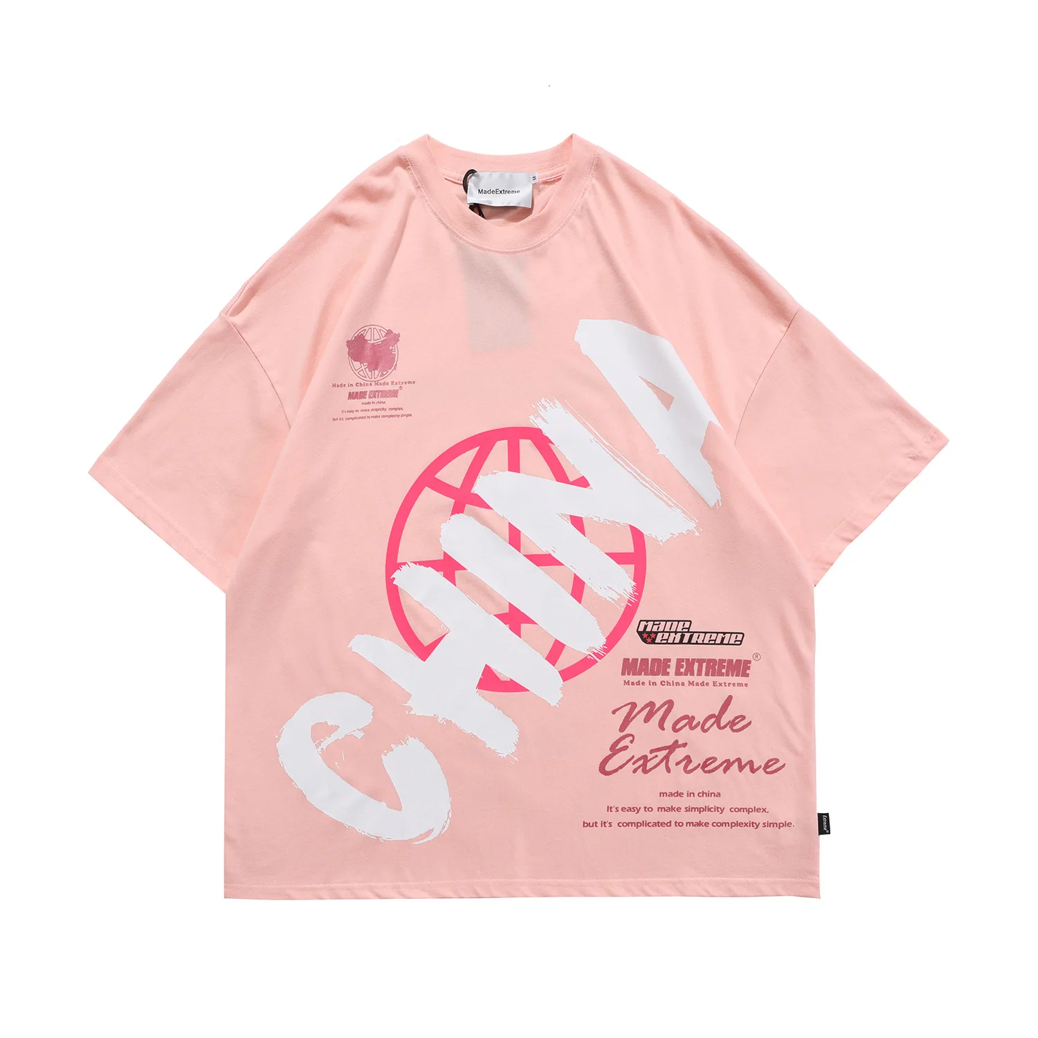 

Men's Streetwear 2021 Loose Hip-hop Trend Fashion Personality Short-sleeved T-shirt Unisex