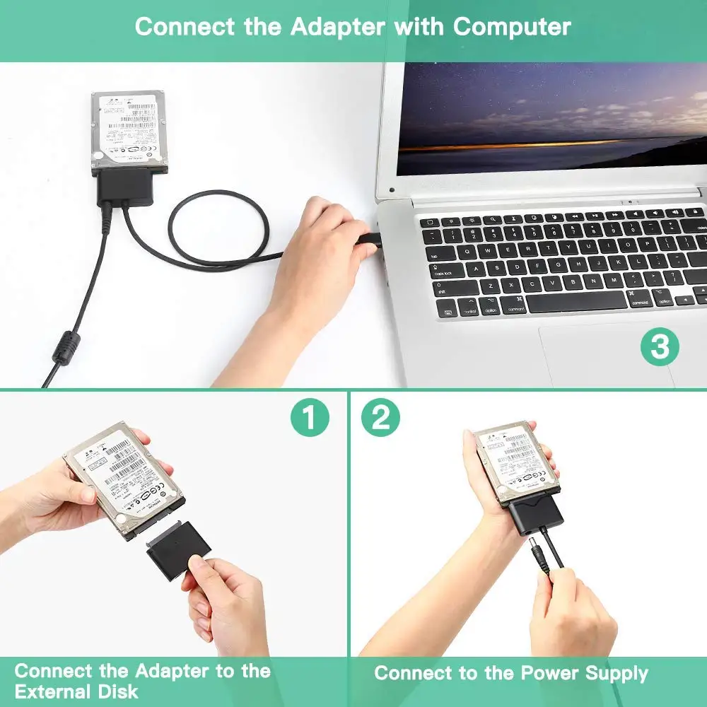 USB 3.0 to SATA Cable 22PIN 3 with LED Light For 2.5/3.5 inch Hard Drive HDD SSD Adapter Converter | Компьютеры и офис