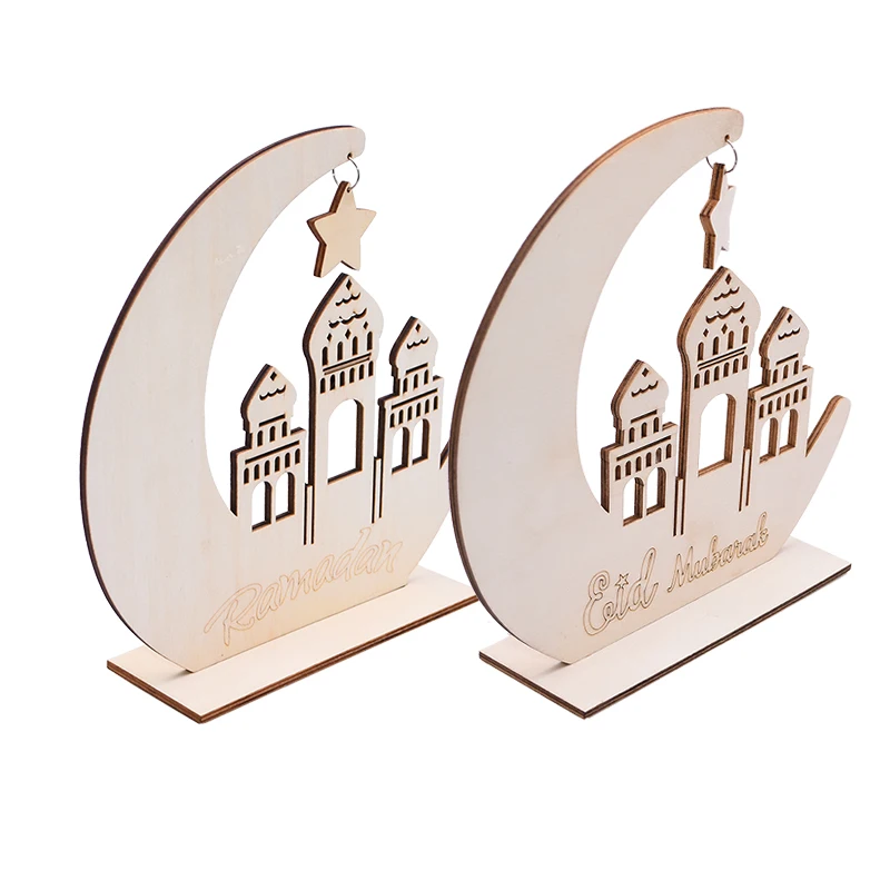 1 шт. дерево ремесло Рамадан ИД Мубарак украшения для дома Луна деревянный
