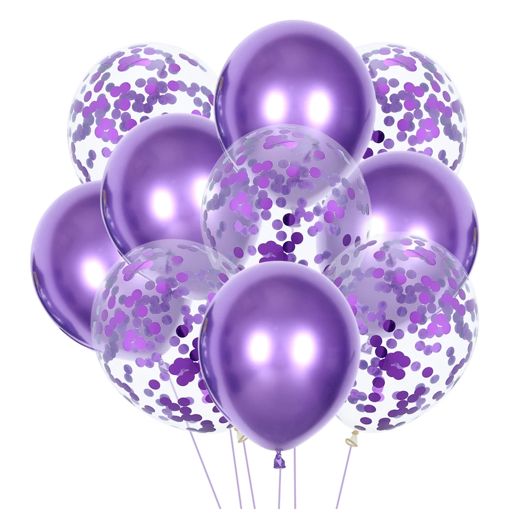 Латексные воздушные шары 10 шт. цвета металлик 12 дюймов с конфетти надувные для