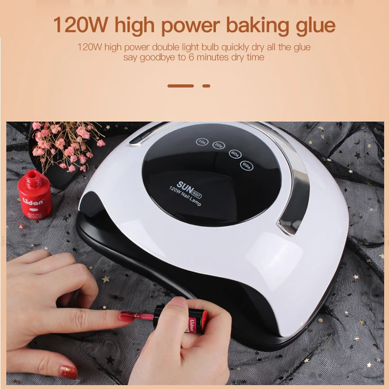 

120W Nail Phototherapy Machine High Power LED Uv Nail Lamp With 4 Timer Fast Curing Nail Dryer Auto Sensing UV Lamp Dryer