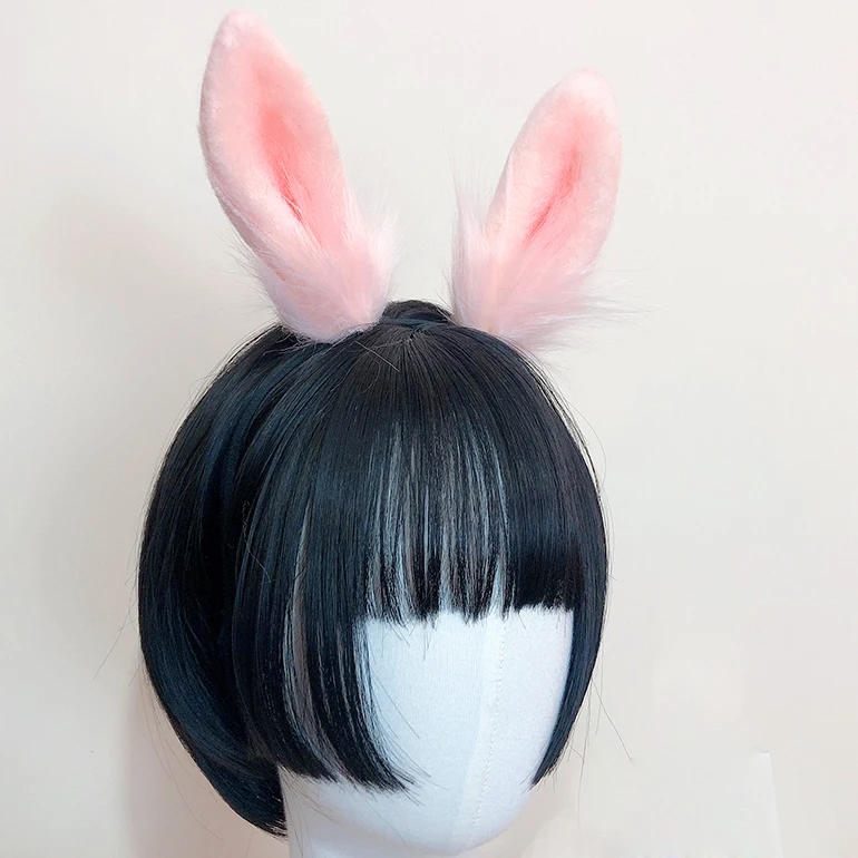Повязка на голову с мягкими кроличьими ушками для косплея ручной