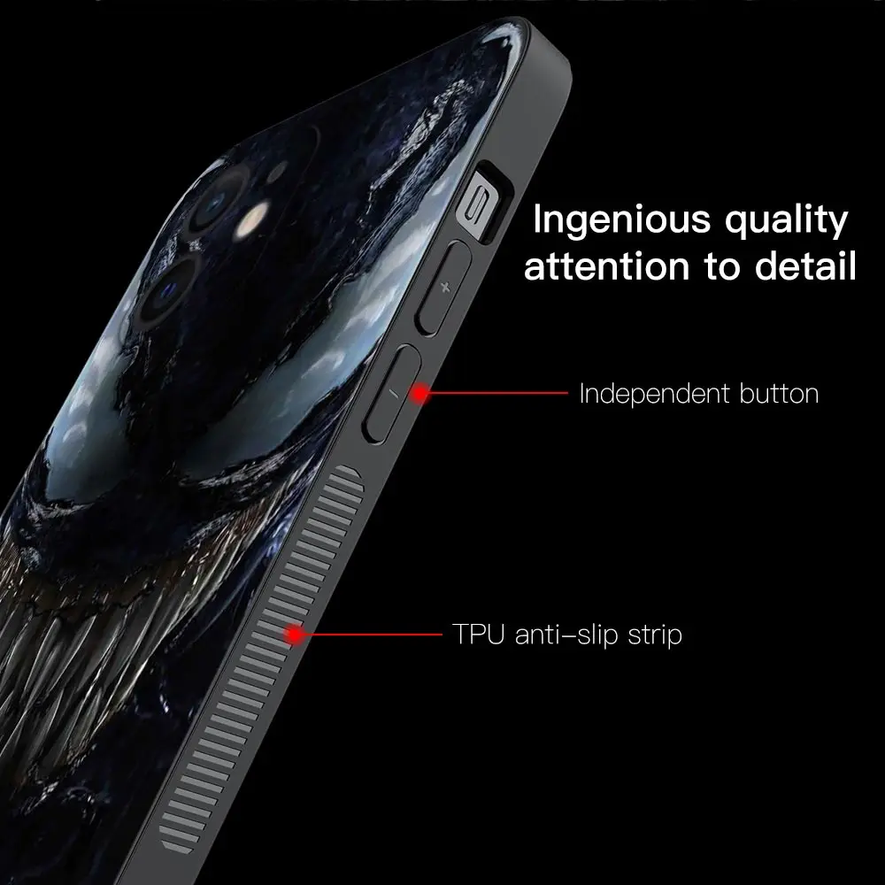 Venom MARVEL Phone Case For iPhone 14 13 12 11 Pro Max Mini XS Max XR X 7 8 Plus 6S Black Cover Silicone Shell Fundas