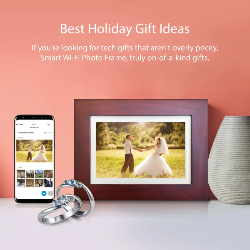 

Tuya WiFi 8 Inch Screen HD LED Digital Photo Frame 1280x800 Remote Control Function Picture Video Player Music Clock Album Gift