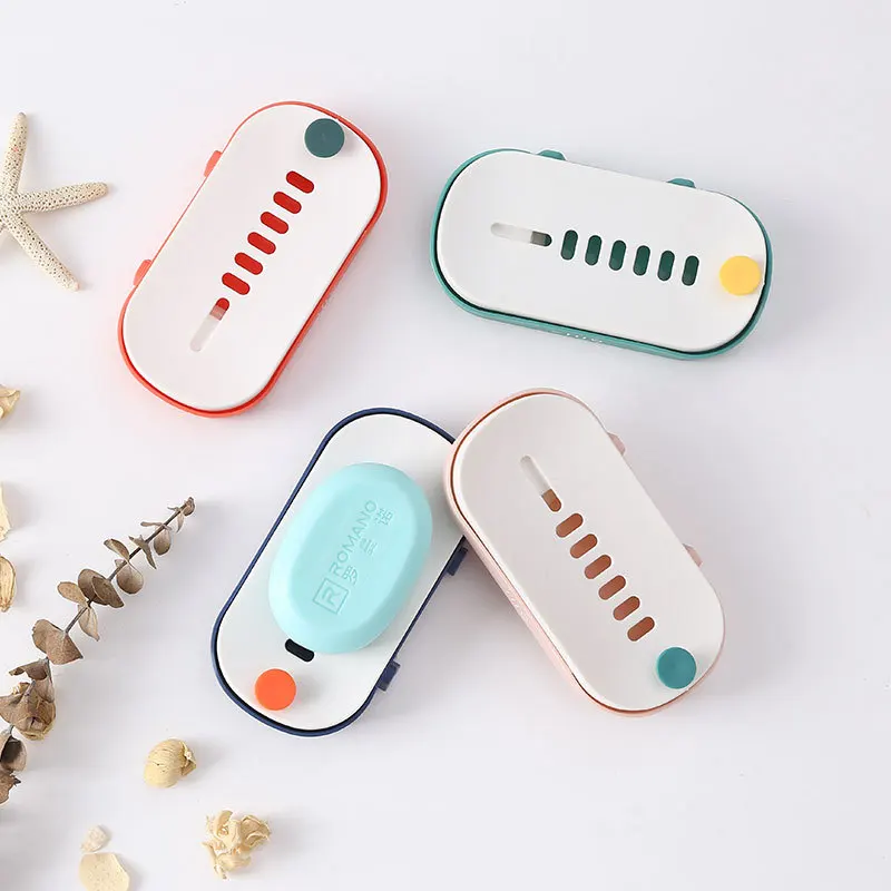 

Nordic Creative Press Type Drain Soap Box Bathroom Storage Strong Non-Marking Stickers Wall-Mounted Double Soap Box