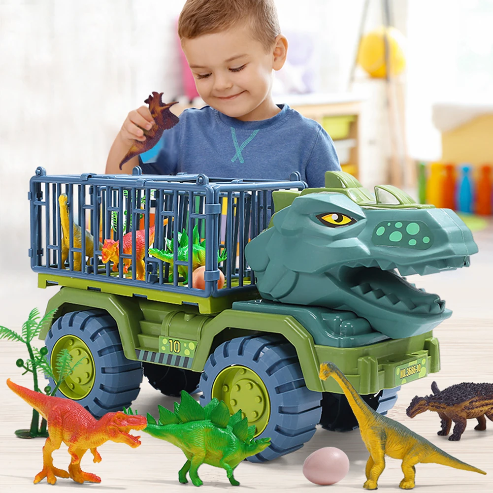 

Игрушечный Грузовик-переносчик с динозаврами, тяговый автомобиль, прицеп, игрушка для детей, устойчивая к падению модель автомобиля, подаро...