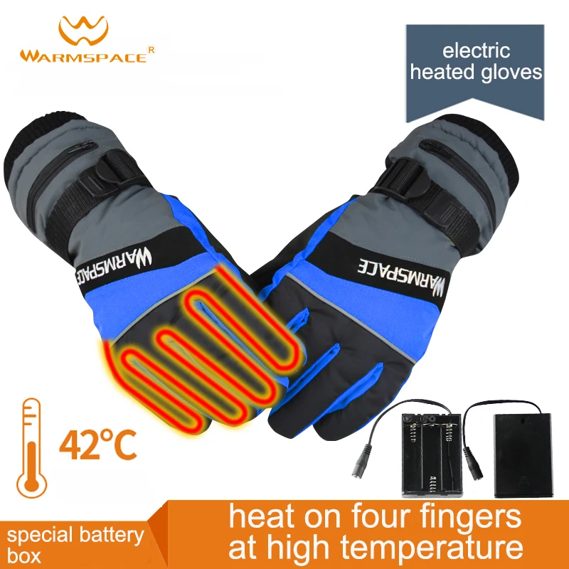 

WARMSPACE electric heated gloves constant temperature with battery box for skiing riding outdoor
