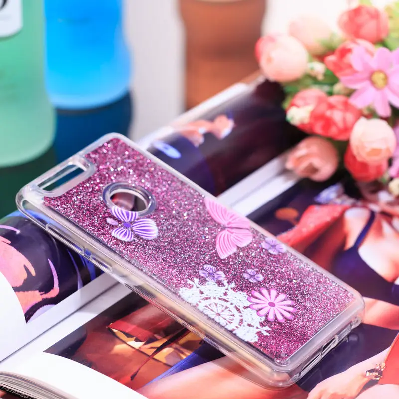 

Silicon Case For Huawei Honor 8 Fashion Transparent Phone Cover For Honor8 FRD-L09 FRD-L19 Dynamic Liquid Glitter Quicksand Case