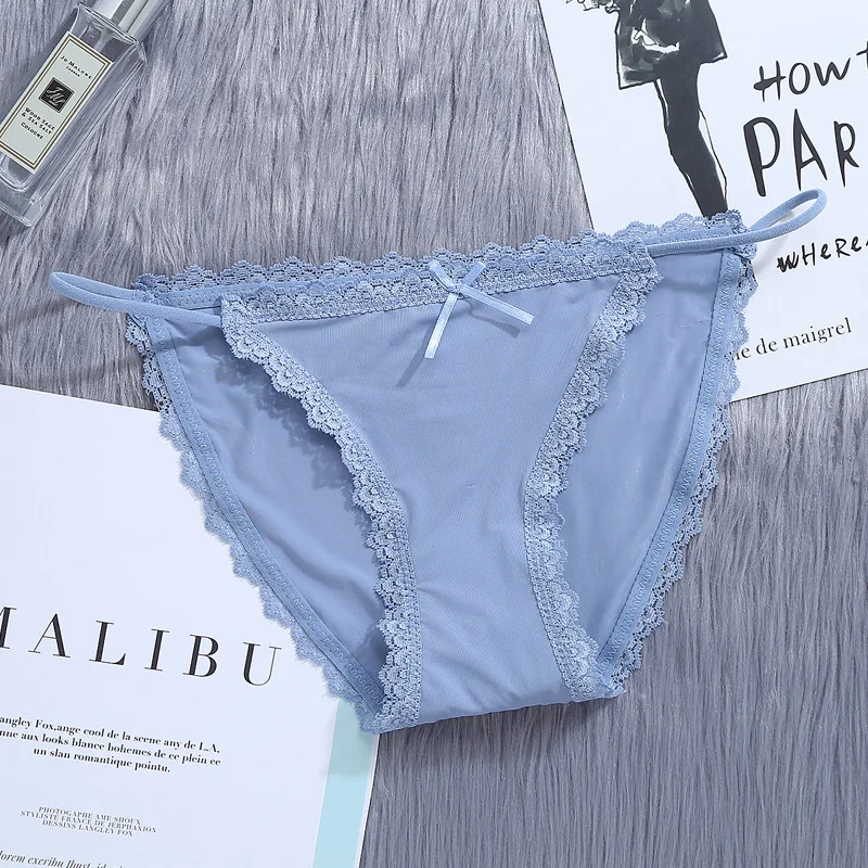 

Sexy Underwear Female Lace Cute Ice silk Seamless Girl Pure Cotton Low Waist Japanese Sweet Summer Thin Breathable