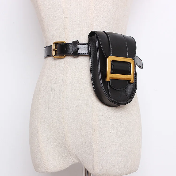 

The new big-name concave shape D-letter belt buckle geometric pattern mini waistband belt removable