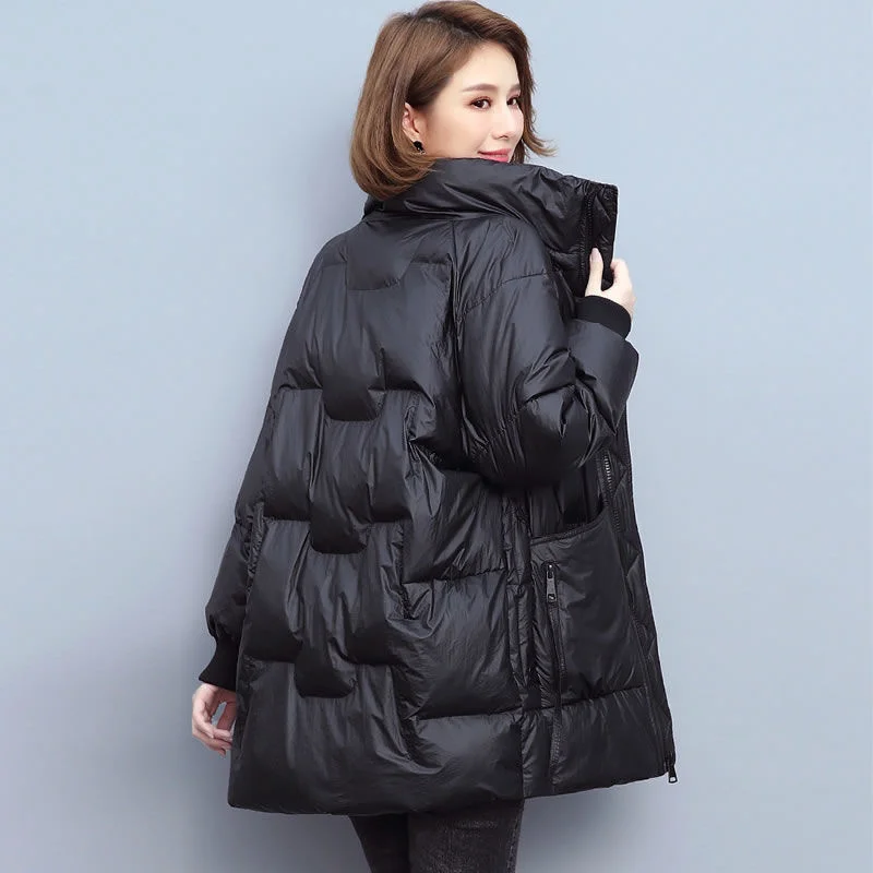 

Пуховик из хлопка, новинка 2020, женская зимняя утепленная хлопковая куртка, Корейская Свободная куртка средней длины с воротником-стойкой