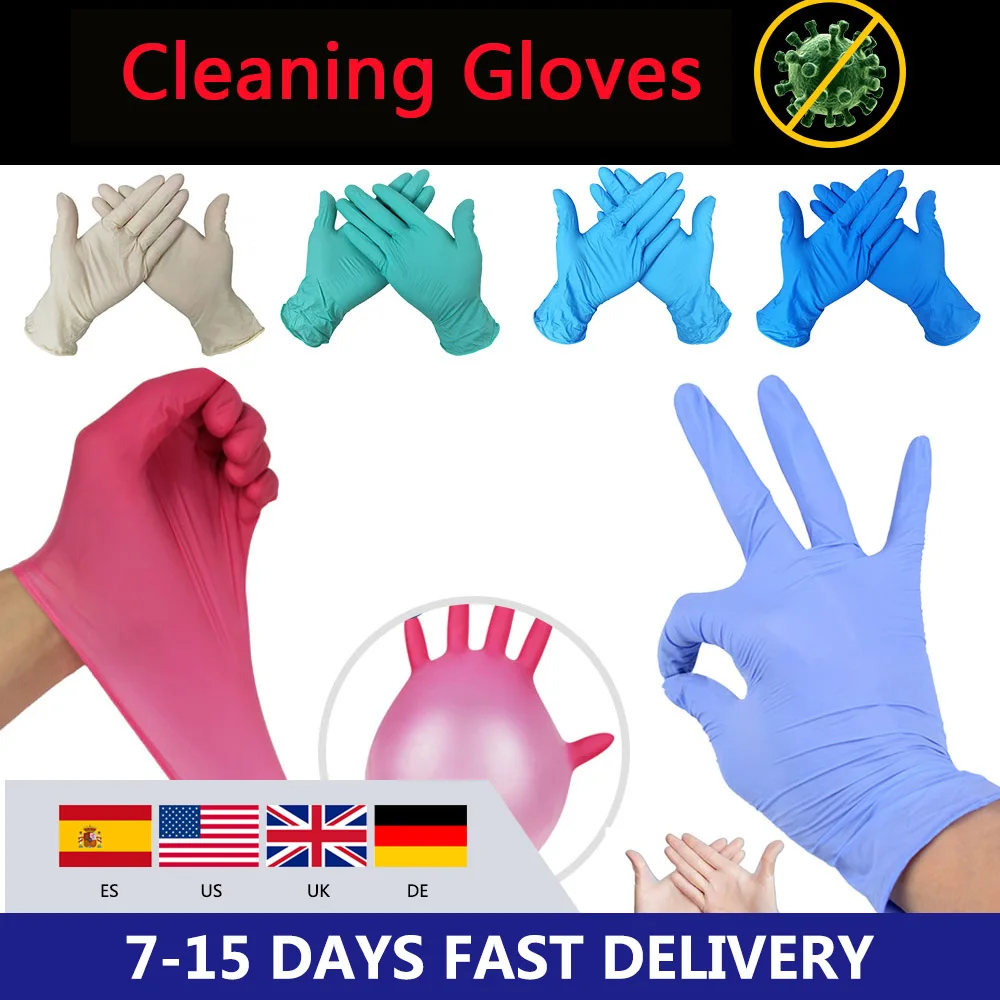 100 шт Одноразовые Перчатки Латексные для мытья