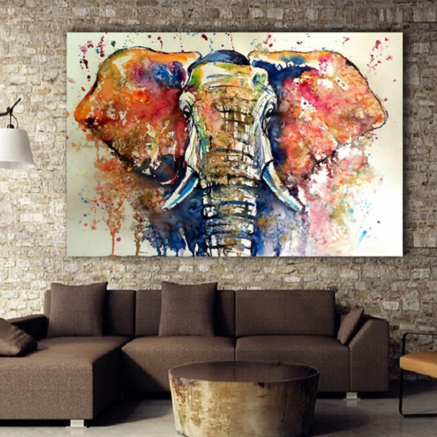 

Handmade Elephant Painting Hand Painted Elephant Head Oil Painting Wall Decoration Art Picture Canvas Decor Art For Living Room