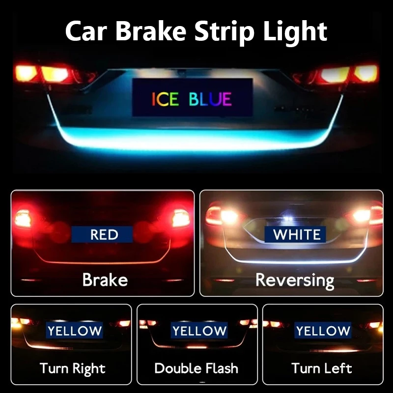 

New 120cm LED Strip Trunk Tail Brake Turn Signal Light Flow Type Car Trunk Area Illumination Rear Brake Backup Turn Signal Light
