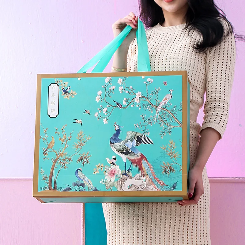 

Guochao Fengbai bird blessing bone china tableware, dishes, plates, ceramic food utensils with hand gift business gift box set