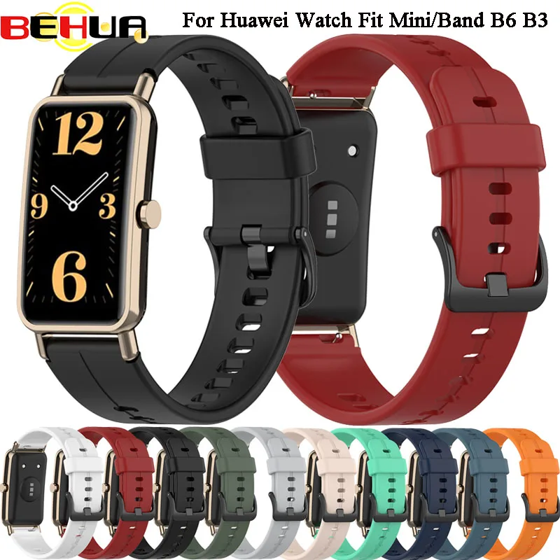 Браслет для Huawei Watch Fit Mini силиконовый 16 мм ремешок Talk Band B3 B6 спортивный сменный Correa