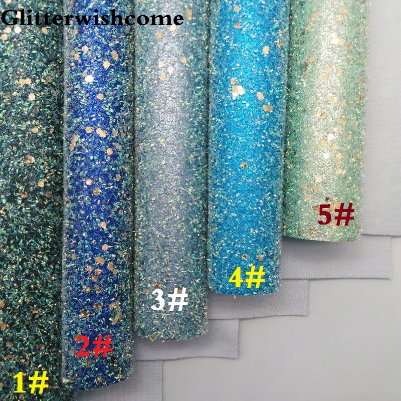 Искусственная кожа Glitterwishcome 21 х29 см Размер A4 крупная блестящая искусственная