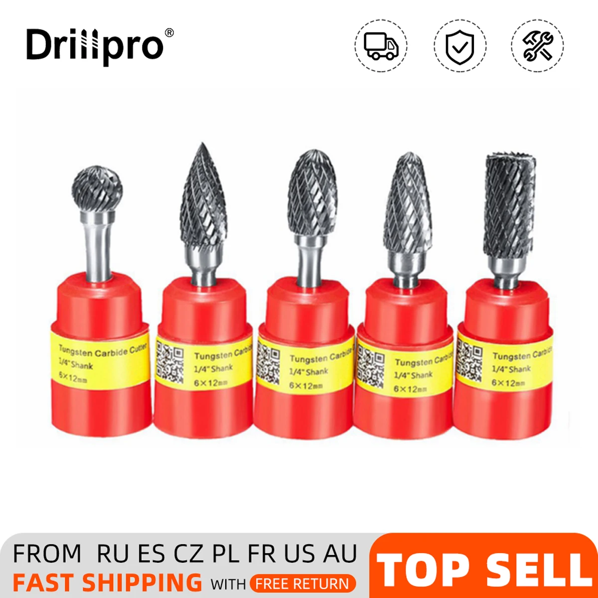 

Набор фрез Drillpro RB13, 5 шт., головка 12 мм, карбид вольфрама
