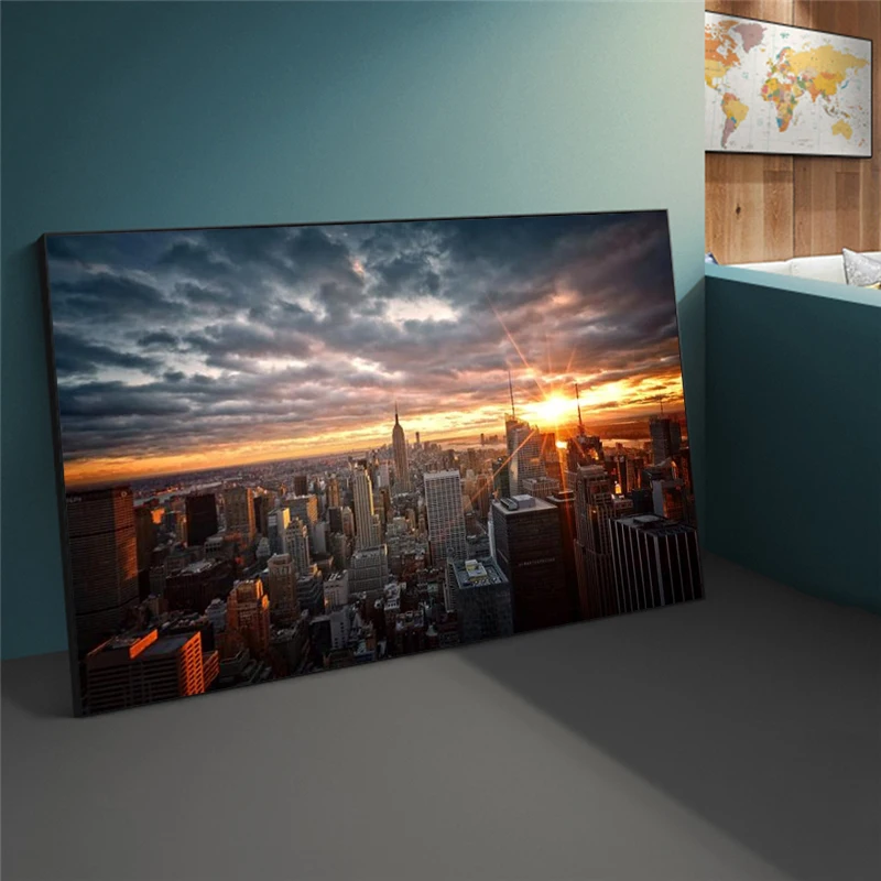 

New York City Sunset View Canvas Paintings On the Wall Art Posters And Prints Skline of Manhattan Wall Pictures Home Decoration