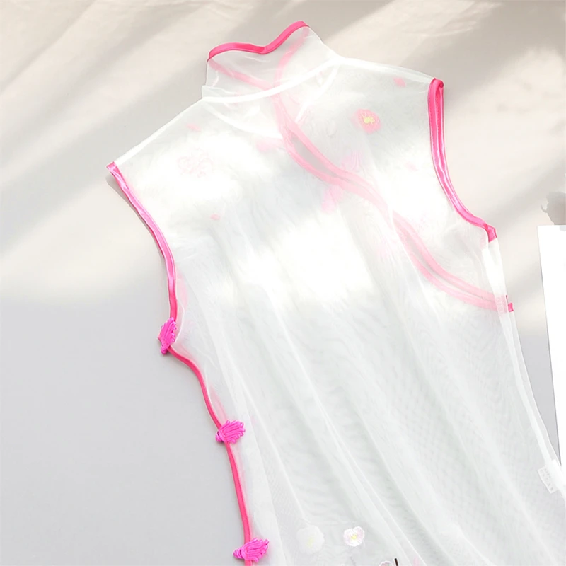Сладкий китайский Cheongsam Babydoll сексуальное женское белье с цветочной вышивкой