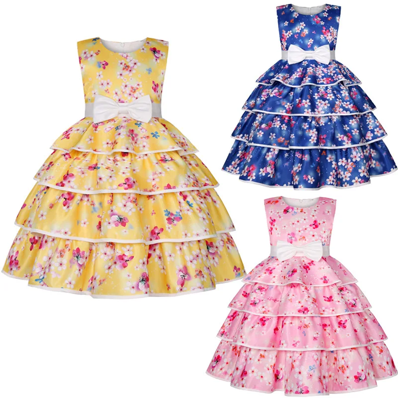 

Floral Tutu Summer Girls Dress Vestidos Nina Party De Fiesta Boda Princess Robe Soirée Cute Fille Ropa Long Children Bridesmaid