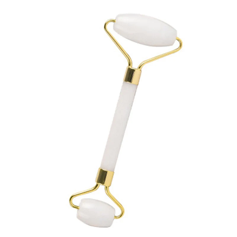 Белый нефритовый роликовый массажер для глаз лица с двойными насадками