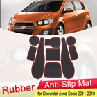 Для Chevrolet Aveo Sonic 2011  2019 резиновый противоскользящий коврик для двери Groove чашка для телефона слот для ворот Coaster аксессуары 2012 2013 2014