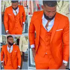 Ярко-Оранжевый Свадебные смокинги Slim Fit Стиль на одной пуговице Блейзер штаны костюмы деловые Вечерние Выпускные 3 предмета в комплекте (куртка + штаны + жилет), по индивидуальному заказу