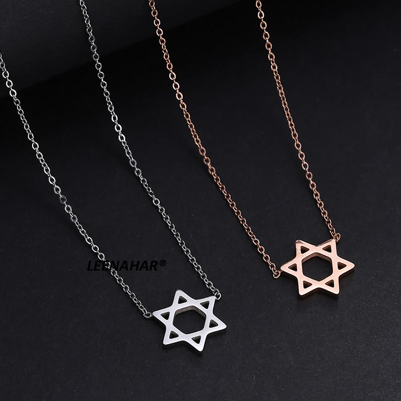 1 шт. позолоченное ожерелье из нержавеющей стали с изображением еврейской звезды