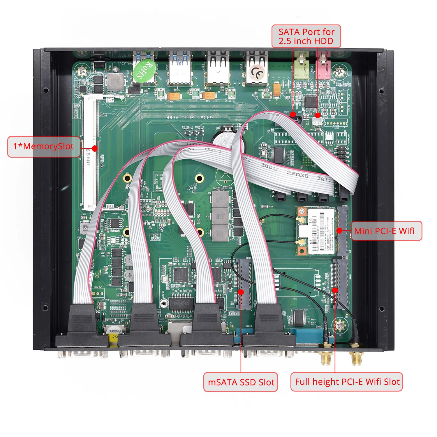 Процессор Intel Core i3 i5 4200U i7 4500U Celeron 2955U мини настольный ПК компьютер 6 RS232 485com 2lan 2 * HD