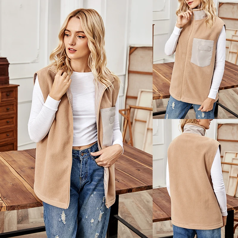 

Модный жилет из искусственного меха, кардиган, женский осенне-зимний жилет, Модная элегантная теплая верхняя одежда с карманами, простая Св...