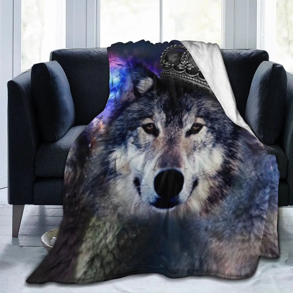 

Wild Wolf And Moon Animals Galaxy Soft Cozy Fleece Throw Blankets For Sofa Bed Couch Dropship Wholesale Decorative Family Throw