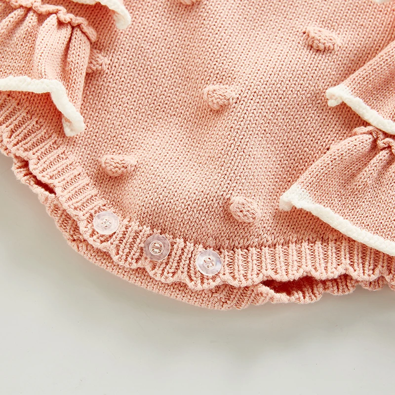 

Toddler Baby Girl Long Sleeves Romper Newborn Baby Girl Knitted Jumpsuit Lovely Princess Style Children's Clothes