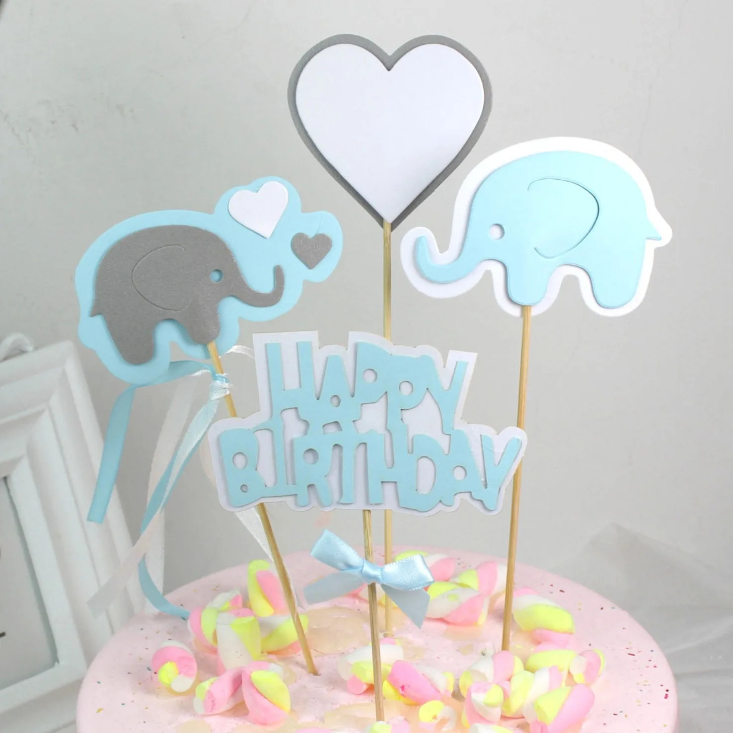 4 шт. топпер для торта в виде сердца слона мальчиков и девочек | Дом сад
