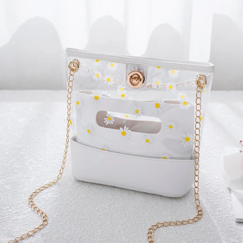 

Women's Transparent Chrysanthemum Bag Cross Section 2020 New Style Chain Handbag Women's Hipster Shoulder Bag